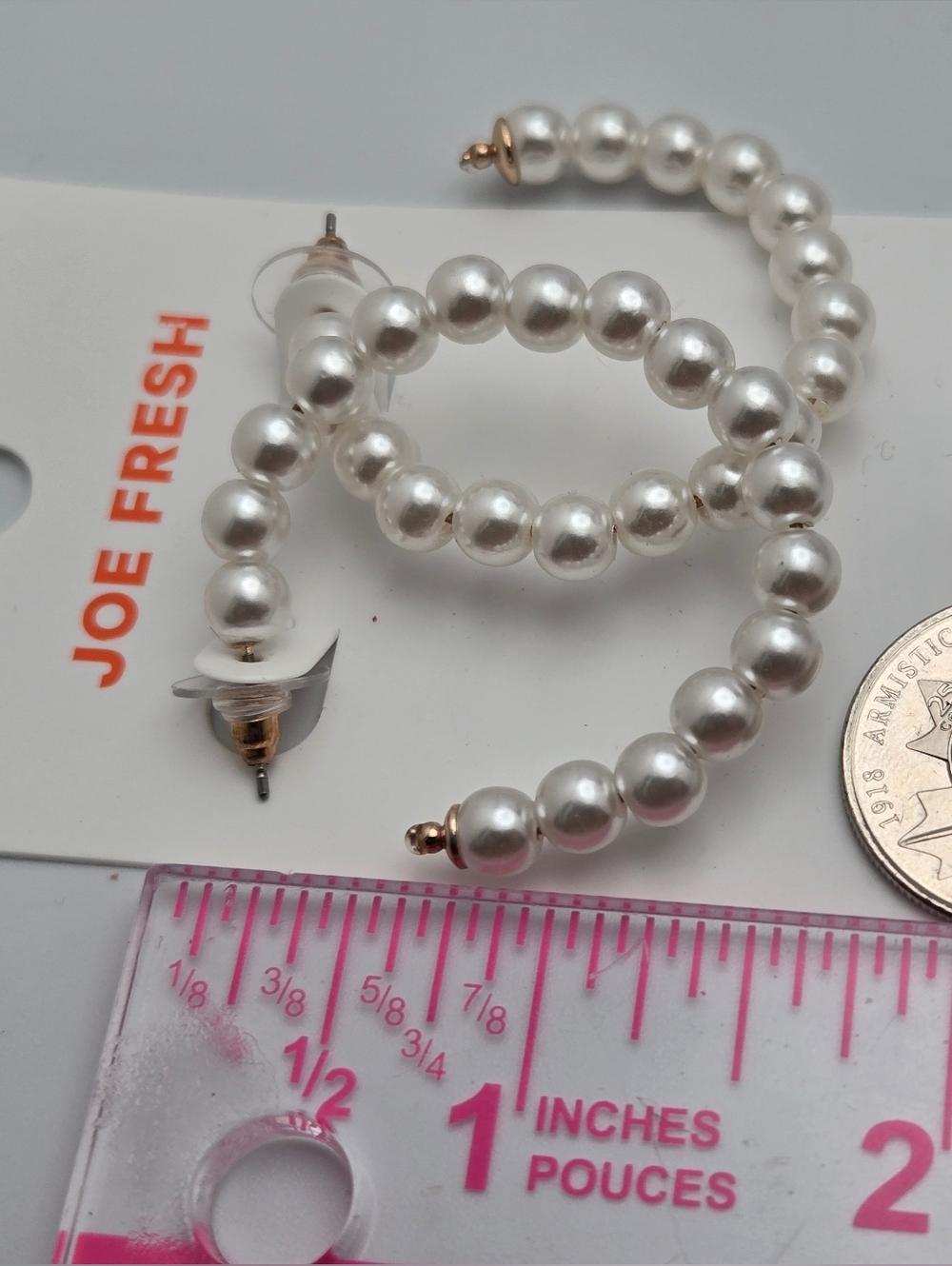 ✨2/$10✨Twisted Faux Pearl Hoop Earrings 1.5" Classic Statement Hoops New - Picture 7 of 7